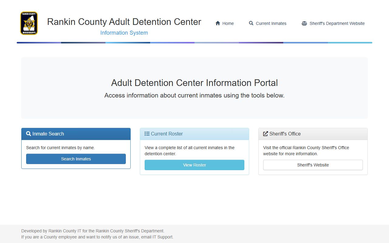 Rankin County inmate search portal for adult detention center records