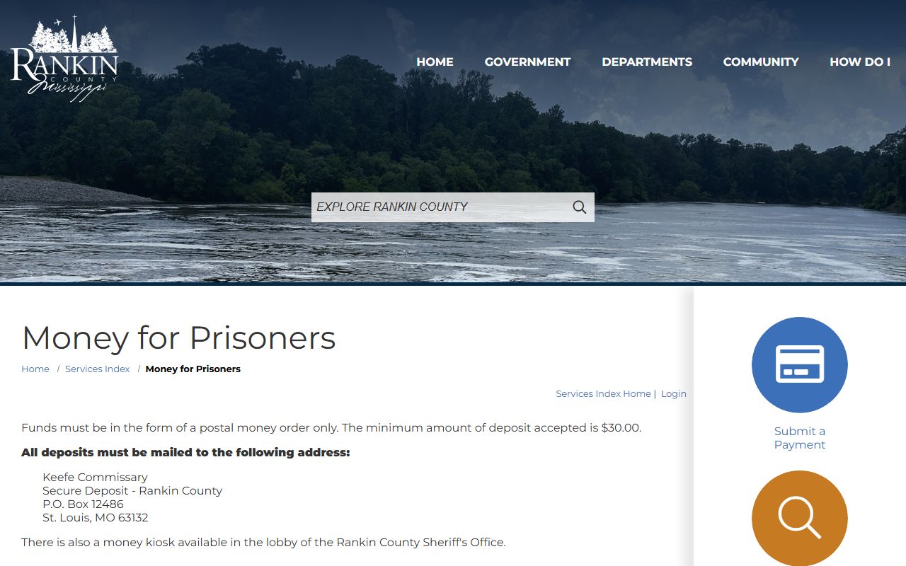 Rankin County money for prisoners page